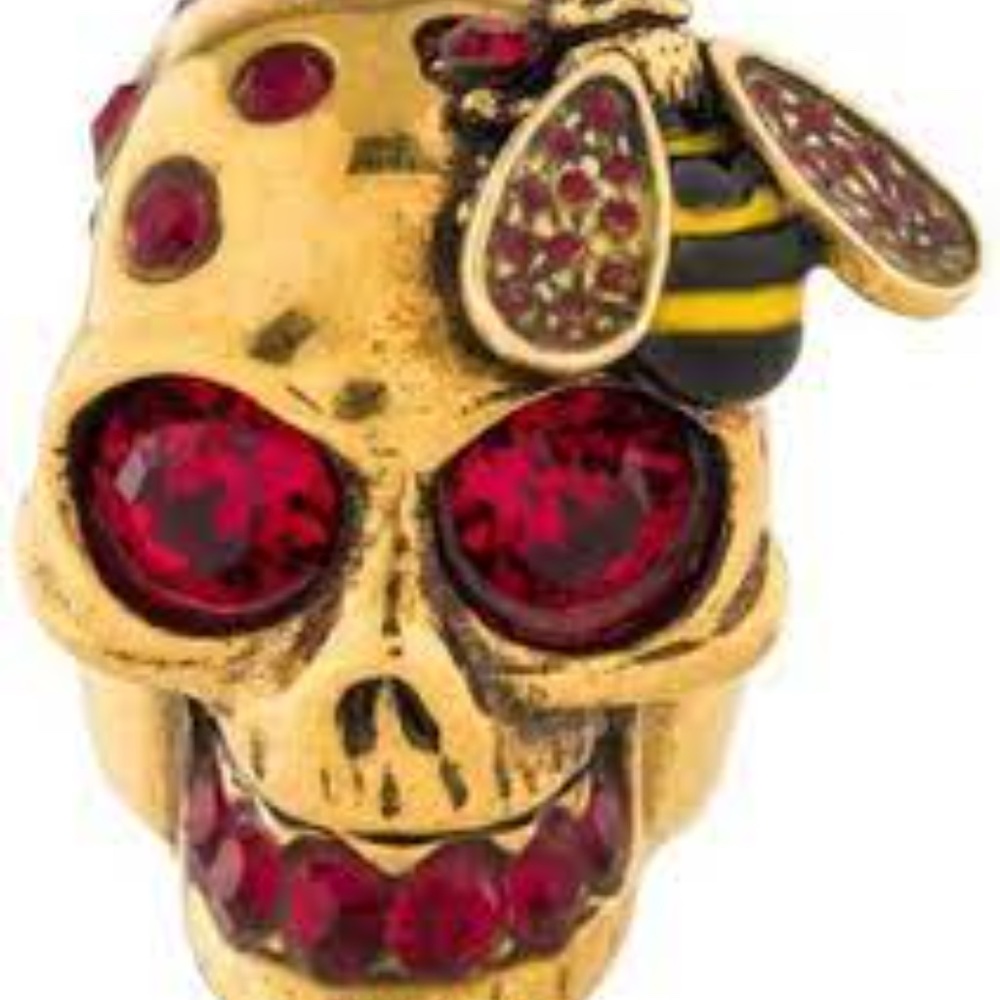 Alexander McQueen Gold-tone Skull Bee Crystal Dres